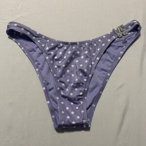 Victoria's Secret Purple and White Polka Dot Brazilian Bikini Bottoms Large